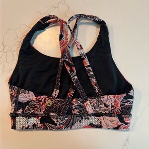 Lululemon Athletica Black and Pink Patterned Sports Bra
